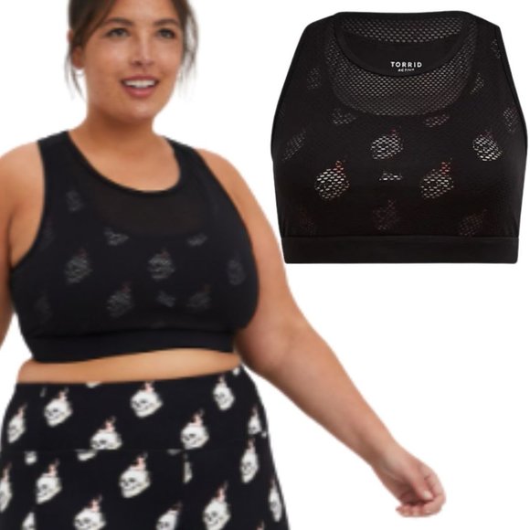 torrid Other - Torrid Black Skull Flames Sports Bra Size XXL Mesh